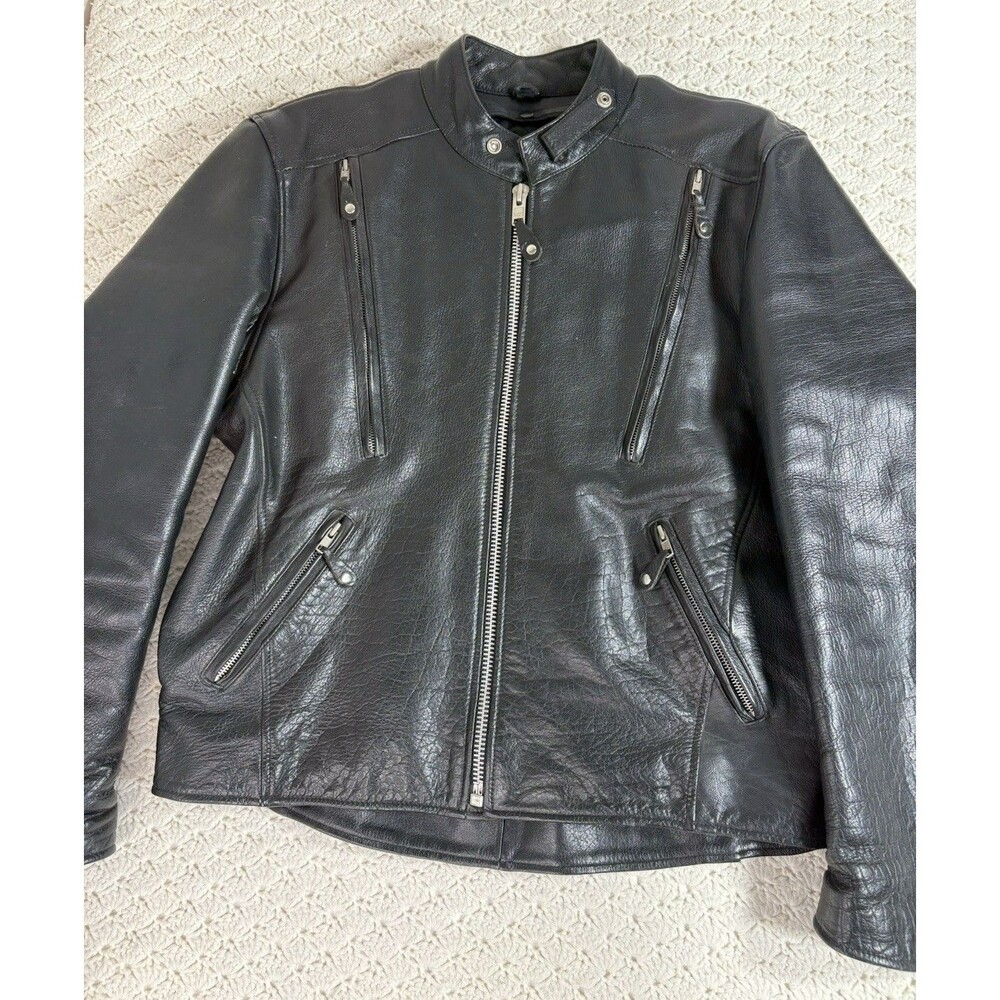 First Classic Gear Leather Motorcycle Heavy Jacket Mens Large Thinsulate EUC
